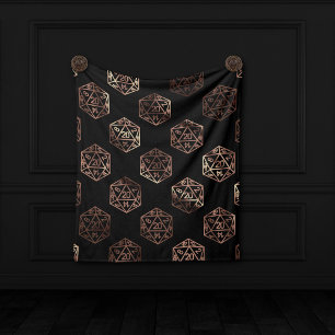 Blue D20 Pattern RPG Fantasy Tabletop Gamer Dice Fleece Blanket