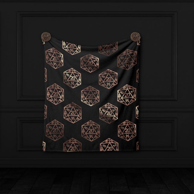 Blue D20 Pattern | RPG Fantasy Tabletop Gamer Dice Fleece Blanket (Creator Uploaded)