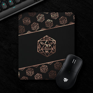 Blue D20 Pattern   RPG Fantasy Tabletop Gamer Dice Mouse Pad
