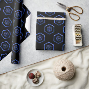Blue D20 Pattern   RPG Fantasy Tabletop Gamer Dice Wrapping Paper