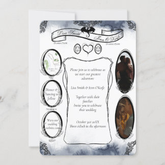Blue D20 Tabletop RPG Fantasy Dice Wedding Invitat Invitation