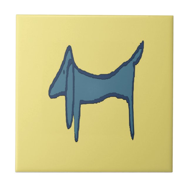 Blue Dachshund Abstract Ceramic Tile (Front)