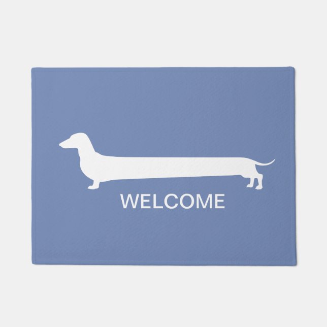 Blue Dachshund door mat (Front)