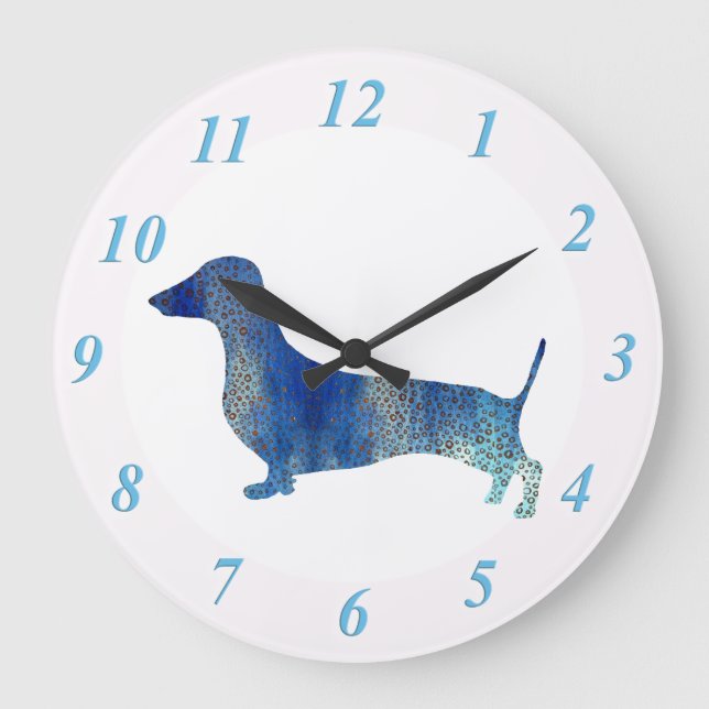 Blue dachshund large clock (Front)