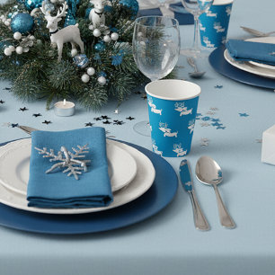 Blue Dachshund Themed Christmas Party Paper Cups