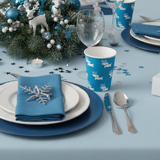 Blue Dachshund Themed Christmas Party Paper Cups