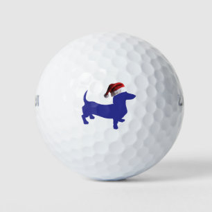 Blue Dachshund wearing a Santa Claus Hat Golf Balls