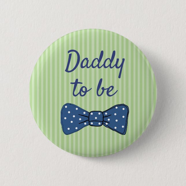Blue Dad to be Bow Tie Baby Shower Button (Front)
