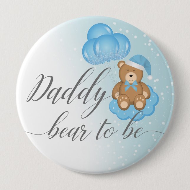 Blue Daddy Bear To Be Sleepy Bear Boy Baby Shower 10 Cm Round Badge (Front)