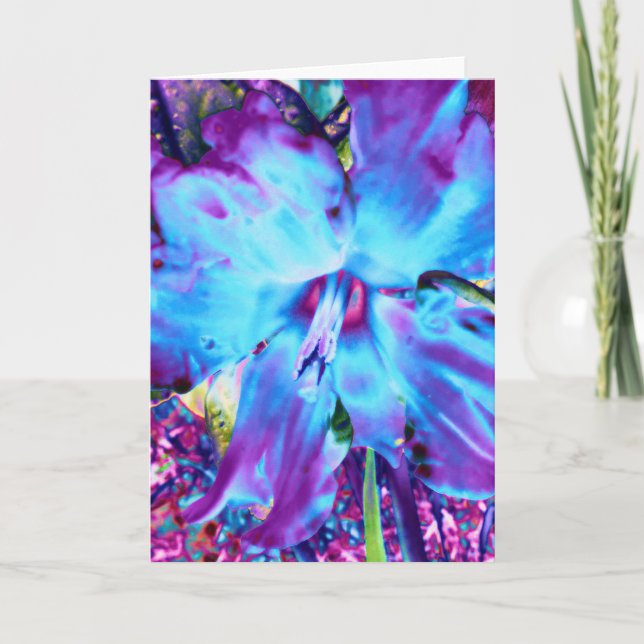 Blue Daffodil Greeting Card (Front)