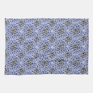 Blue Dahlia Floral Pattern Tea Towel