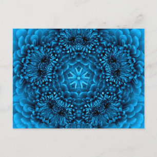 BLUE DAHLIA FlOWER Abstract Floral Postcard