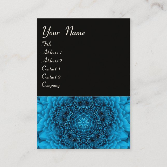 BLUE DAHLIA  MONOGRAM,  black white Business Card (Front)