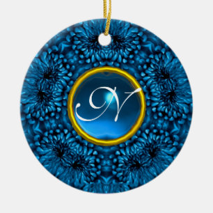 BLUE DAHLIA SAPPHIRE MONOGRAM CERAMIC TREE DECORATION
