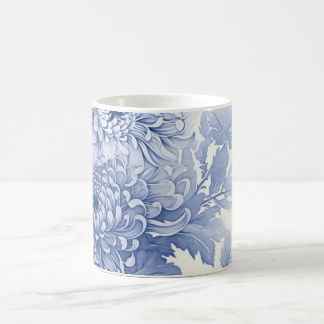 Blue Dahlia toile pattern  Coffee Mug (Center)