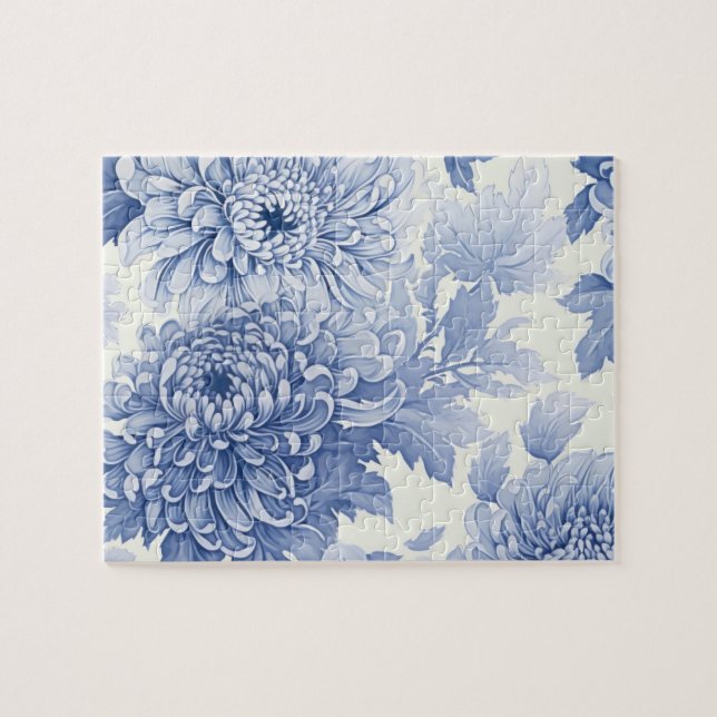 Blue Dahlia toile pattern  Jigsaw Puzzle (Horizontal)