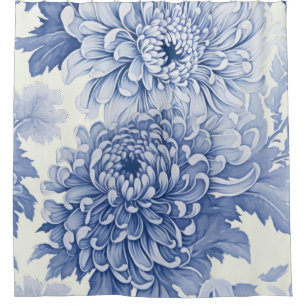 Blue Dahlia toile pattern Shower Curtain