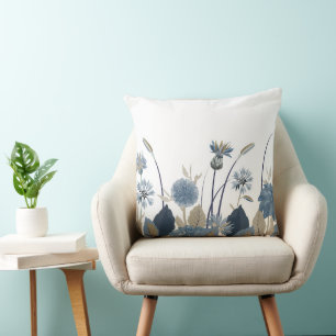 Blue Dahlias Cornflower Cushion