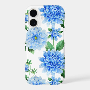 blue dahlias on white
