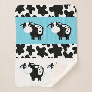 Blue Dairy Cow Pattern Sherpa Blanket