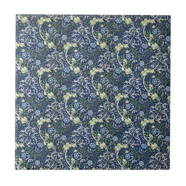Blue Daisies by William Morris Ceramic Tile (Front)