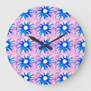 blue daisies clock