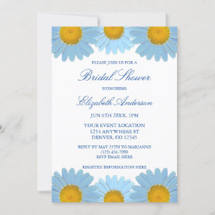 Blue Daisies Floral Bridal Shower Invitation