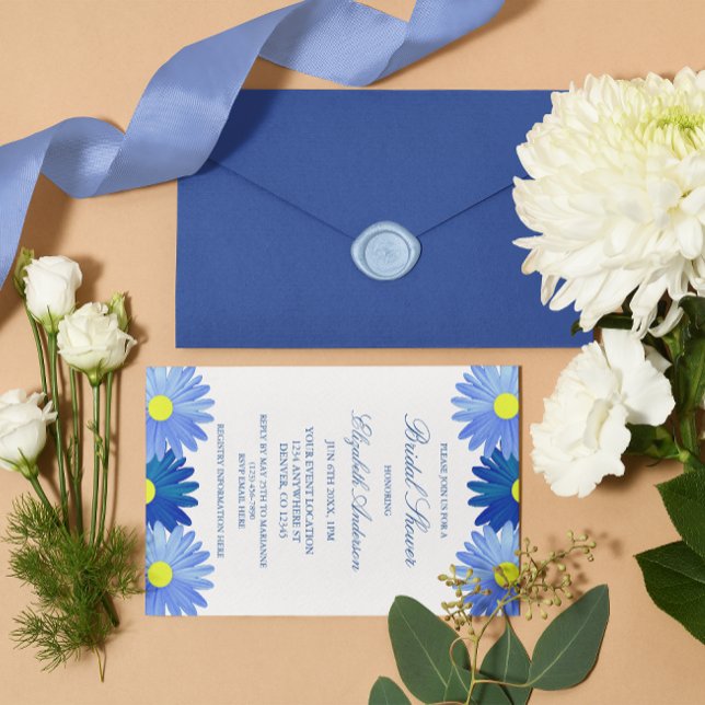 Blue Daisies Floral Bridal Shower Invitation (Creator Uploaded)