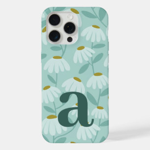 Blue Daisies Floral Initial Monogram Pattern  iPhone 15 Pro Max Case