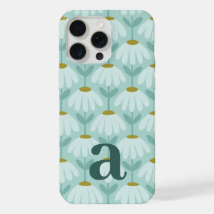 Blue Daisies Floral Initial Monogram Pattern iPhone 15 Pro Max Case