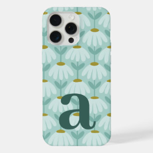 Blue Daisies Floral Initial Monogram Pattern iPhone 15 Pro Max Case