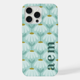 Blue Daisies Floral Initials Monogram Pattern  iPhone 15 Pro Max Case