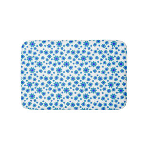 Blue Daisies Floral Repeating Daisy Pattern Bath Mat