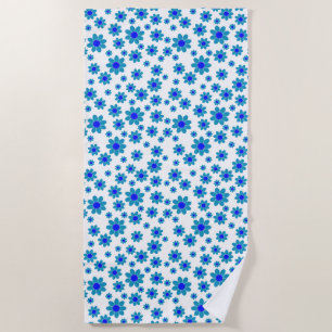 Blue Daisies Floral Repeating Daisy Pattern Beach Towel