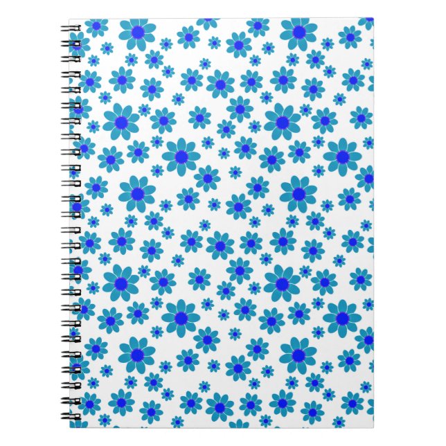 Blue Daisies | Floral Repeating Daisy Pattern Flee Notebook (Front)