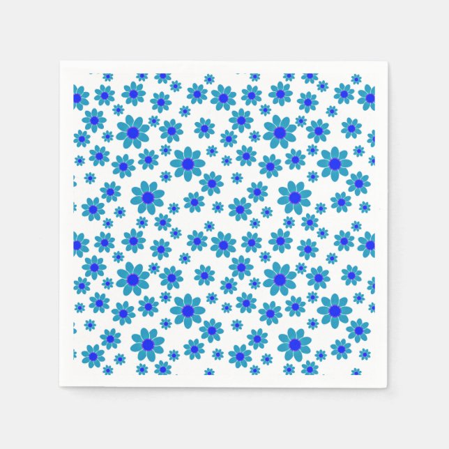 Blue Daisies | Floral Repeating Daisy Pattern Napkin (Front)