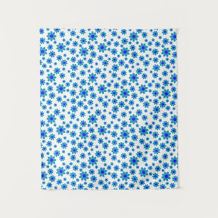 Blue Daisies   Floral Repeating Daisy Pattern Tapestry