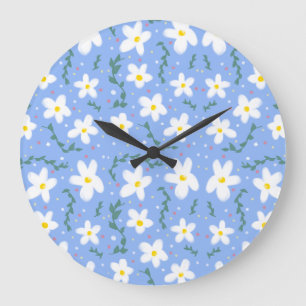 Blue Daisies  Large Clock
