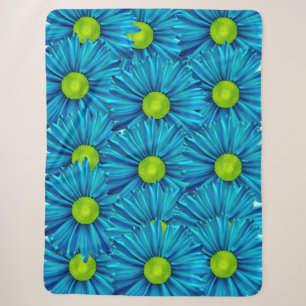 Blue Daisies Sherpa Blanket