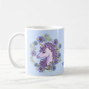 Blue Daisies Unicorn Coffee Mug