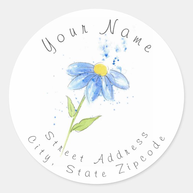 'Blue Daisy' Address Label (Front)