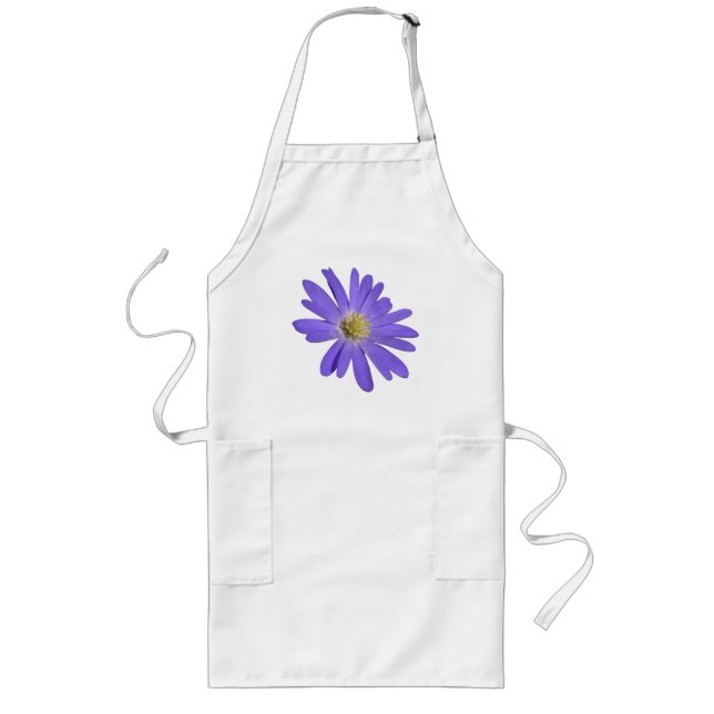 Blue Daisy Apron Beautiful Blue Flower BBQ Apron (Front)