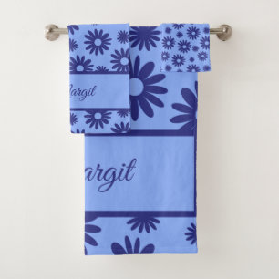 Blue Daisy  Bath Towel Set