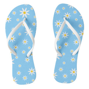 Blue Daisy Flip Flops