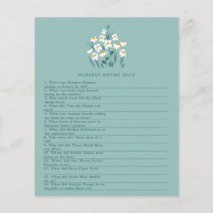 Blue daisy floral beautiful baby shower game flyer