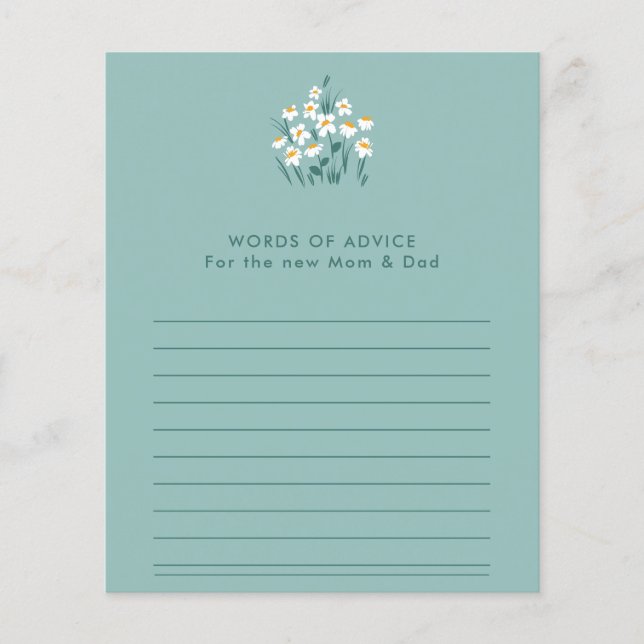 Blue daisy floral beautiful baby shower game flyer (Front)