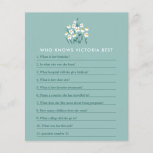 Blue daisy floral beautiful baby shower game flyer