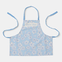Blue Daisy Floral Girls Custom Apron