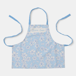 Blue Daisy Floral Girls Custom Apron