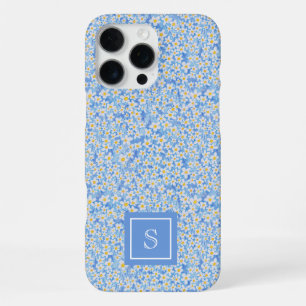 Blue Daisy Floral Pattern Personalised iPhone 16 Pro Max Case